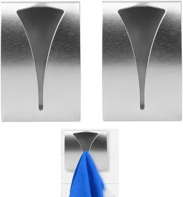 Produktbild von Set mit 2 selbstklebenden Handtuchhaken, selbstklebender Handtuchhalter für Küche und Bad