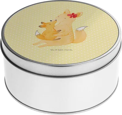 Produktbild von Mr. & Mrs. Panda zuckerdose Fuchs Mama - Gelb Pastell - Geschenk, Schoß, Mutter, Metalldose, Tochter, Bruder, Vorratsdosen, Keksdose, Dose, Blechdose, keksdosen