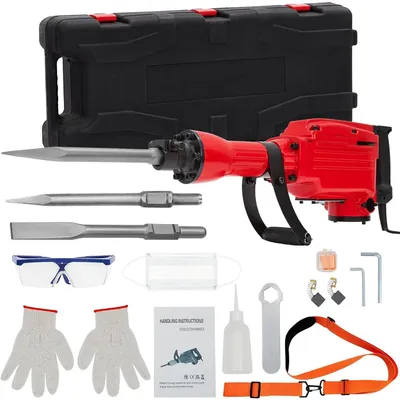 Immagine prodotto di Martello demolitore elettrico/martello scalpellatore - 1700 W - 1800 colpi/min - Antivibrazioni - 3 scalpelli - Valigetta, guanti e chiave esagonale