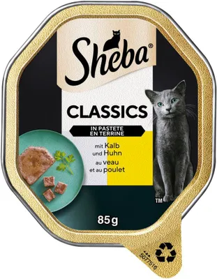 Produktbild von SHEBA Schale Nassfutter für Katzen Classics in Pastete mit Kalb und Huhn 2 x 11
