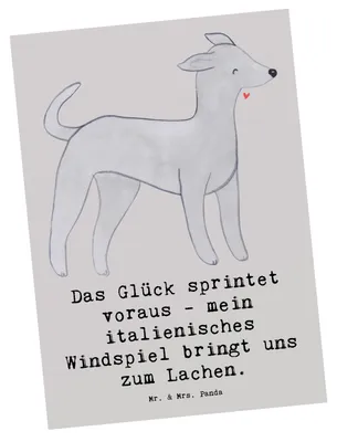 Produktbild von Mr. & Mrs. Panda Postkarte Italienisches Windspiel Glück - Grau Pastell - Geschenk, bildkarte, Hund, einzelkarte, Vierbeiner, Grußkarte, Postkarten, italienischer