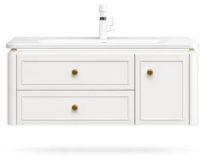 Produktbild von Wandhängender Waschtischunterschrank – 100 x 47 x 52 cm – Cremeweiß – ELINA