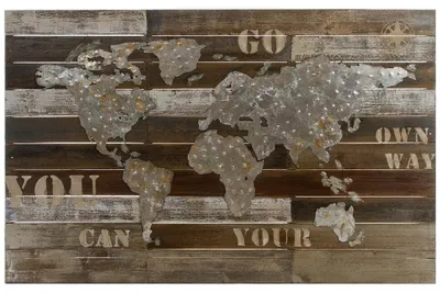 Immagine prodotto di Casa Padrino murale decorativo mappa del mondo multicolore 120 x h. 80 cm - decorazione murale in legno e metallo