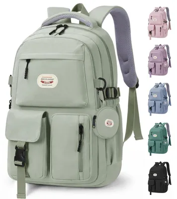 Produktbild von Rucksack Damen Schulrucksack Teenager Mädchen 25L mit 15,6" Laptopfach, Wasserfest, Grün