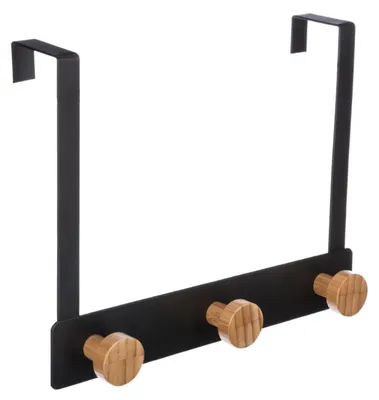 Produktbild von 5five Simply Smart Türgarderobe aus Metall, Bambus schwarz 20cm x 25cm x 8cm