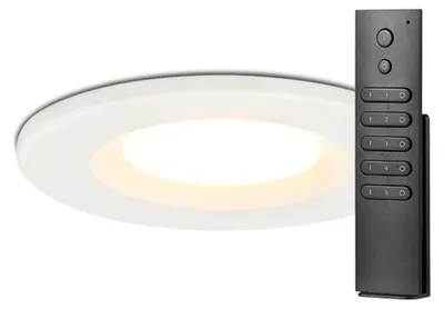 Produktbild von hoftronic LED Einbaustrahler 6W 650lm 2700K IP65 Weiß dimmbar Fernbedienung