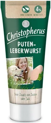 Produktbild von Christopherus Delikatesse Puten-Leberwurst, Snacks, Hund, Adult, Leber, 75 g, Zuckerfrei