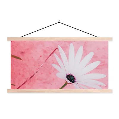 Produktbild von MuchoWow® Textilposter Blumen - Rosa - Vintage 60x30 cm mit holzfarbenen Rahmen - Dekoration