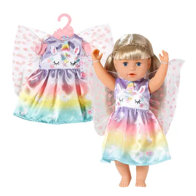 Produktbild von BABY born Einhorn Feen Outfit mit Flügeln, Puppenkostüm 43 cm, Puppenkleidung