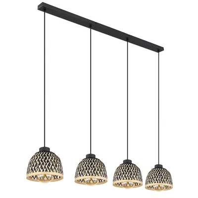 Produktbild von Pendellampe, 4-flammig, Metall Bambus, braun, Höhe anpassbar