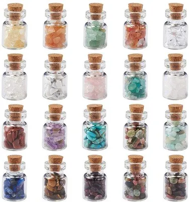 Immagine prodotto di Set di pietre curative da 20 pezzi - Mini-gemme - Cristalli naturali - Per la creazione di gioielli - Accessori per la casa - Pietre per Reiki - Perline