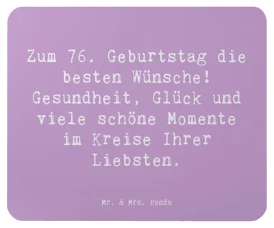Produktbild von Mr. & Mrs. Panda Mousepad Spruch 76. Geburtstag - Lavendeltraum - Geschenk, mauspad pc, Jubiläum, besten Wünsche, Geburtstagsgeschenk, Mouse Pad, laptop, Happy Birthday