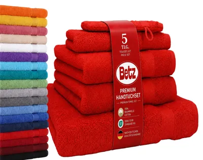 Produktbild von Betz 5-tlg. Handtuch-Set PREMIUM 1 Duschtuch 2 Handtücher 1 Gästetuch 1 Waschhandschuh Farbe: rot