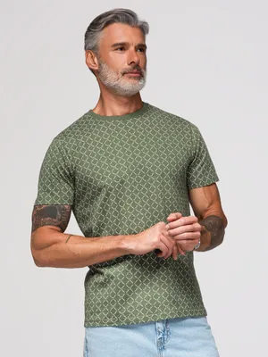 Produktbild von Ombre Strick-T-Shirt mit Volldruck für Männer olive S
