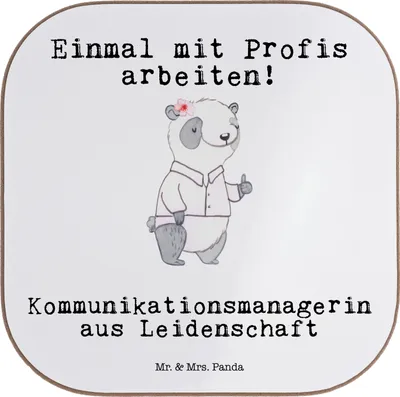Produktbild von Mr. & Mrs. Panda Tassenuntersetzer Kommunikationsmanagerin Leidenschaft - Weiß - Geschenk, Tischuntersetzer, Holzuntersetzer, Spruch, Studium, Lustig, Tassen Untersetzer