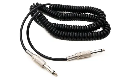 Produktbild von SYSTEM-S Audio Kabel 5 m 6.35 mm Klinke Stecker zu Stecker Spirale Feder Adapter Schwarz