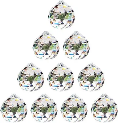 Immagine prodotto di Prisma a sfera di cristallo - Sfera da appendere per illuminazione a soffitto, accessori Feng Shui, decorazioni per matrimoni e uffici, 30 mm, confezione da 10 pezzi