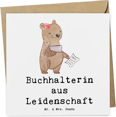 Produktbild von Mr. & Mrs. Panda Klappkarte Buchhalterin Leidenschaft - Weiß - Geschenk, Buchhalter, Glückwunschkarte, faltkarte, Grußkarte, Beruf, Spruch, anlasskarte, Lustig
