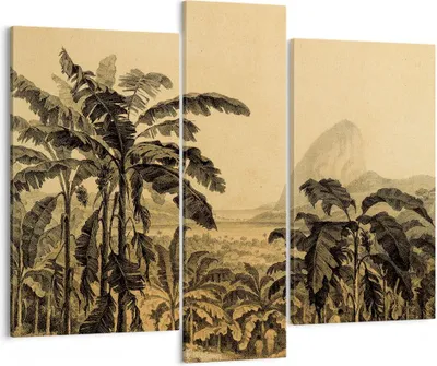 Produktbild von Bild auf Leinwand - Leinwandbild - 3 Teile - Palmen Wald Regnerisch - 95x80cm - Wand Bild - Wanddeko - Wandbilder - Leinwanddruck - Bilder - Wanddekoration - Leinwand bilder - Wandbild - CB95x80-4983