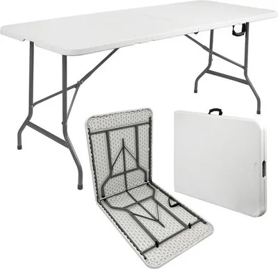 Produktbild von Famanu Klapptisch Stabil, Camping- und Partytisch, 180 x 70 x 74 cm, Weiß