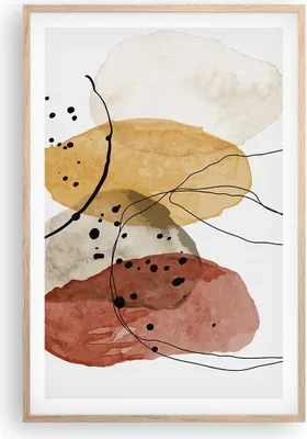 Produktbild von Gerahmtes Poster - Rahmen in heller Eiche - Aquarell Abstraktion Formen - 61x91,5 cm - Wand Bild - Wanddeko - Wandbilder - Kunstposter - Wandposter - Bilderrahmen - Bilder - Kunstdruck P2NPA61x91-4658