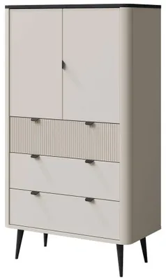 Productafbeelding van Kledingkast Marly, opbergkast 90x40x142 cm, kleur naar keuze, 2 deuren. Kleuren: Kasjmier / Grijssteen