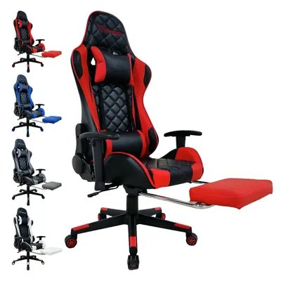 Produktbild von FOXSPORT Gaming Stuhl Ergonomisch Racing-Design Bürostuhl bis 150kg mit einklappbarer Fußstütze, verstellbarer Kopfstütze und Lordosenstütze Rot