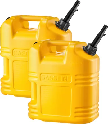 Immagine prodotto di SucceBuy tanica di carburante 2-pack 19 L, tanica di benzina con beccuccio e scala trasparente, portata massima 15 L/min, contenitore per liquidi adatto per auto, moto, SUV, ATV e UTV, giallo