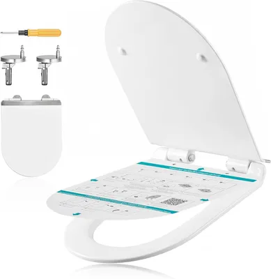 Productafbeelding van Toiletbril lange D-vorm - WC-bril met soft-close en quick release - Urea-duroplast - Draagvermogen 300 kg - Wit
