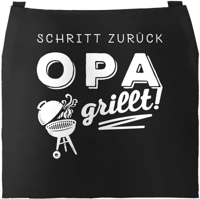 Produktbild von Grill-Schürze für Männer mit Spruch Schritt zurück Opa grillt Baumwoll-Schürze Küchenschürze Moonworks® schwarz unisize