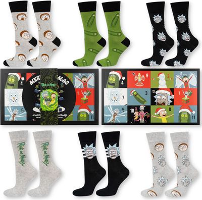Adventskalender socken Rick & Morty Lustige Herrensocken Gr. 40-45 von SOXO – Weihnachtsgeschenk für Männer