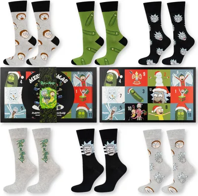 Produktbild von Adventskalender socken Rick & Morty Lustige Herrensocken Gr. 40-45 von SOXO – Weihnachtsgeschenk für Männer