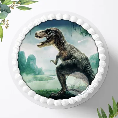 Produktbild von Für die Geburtstags Torte, Zuckerbild mit dem Motiv: Dinosaurier , Dino, Essbares Foto für Torten, Fondant, Tortenaufleger Ø 20cm, 0403c