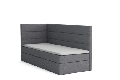 Produktbild von MR GROUP Boxspringbett LUGO 100x200cm links hellgrau Einzelbett Bett Stauraum Kinderbett Jugendbett Samtstoff, Polsterbett Matratze und Topper H3