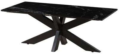 Produktbild von MASSIVMOEBEL24.DE Couchtisch 120x60x45 Marmor schwarz / Kreuzgestell Eisen schwarz BARCELONA #414