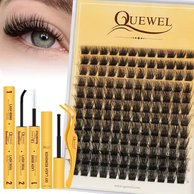 Produktbild von Wimpern Extensions Set 320 Stück 8-16mm DIY Cluster Lashes mit Kleber, Pinzette und Entferner