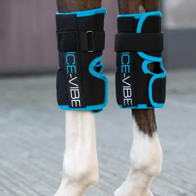 Produktbild von Horseware Ireland Kühlgamaschen Ice-Vibe Knee Wrap Kühlbandagen Black/Aqua Full