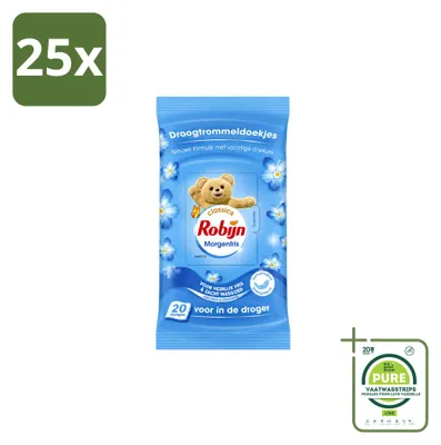 Immagine prodotto di 25 fogli per l'asciugatrice Robijn, profumo "Morgenfris" - confezione grande - 25 pezzi