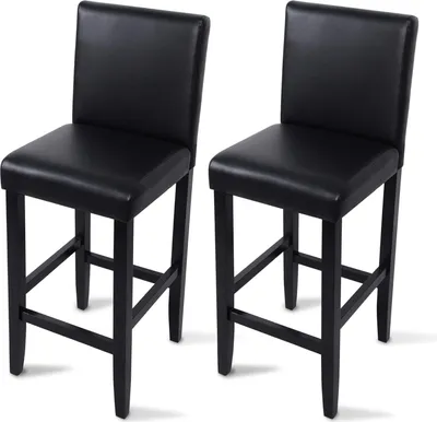 Produktbild von WOLTU Barhocker, Kunstleder, Massivholz, Schwarz, mit Lehne, 2er-Set, Industrieller Stil, Gesamthöhe 110cm, Sitzhöhe 75cm, Sitzfläche 41x37.5cm (BxT), 120kg