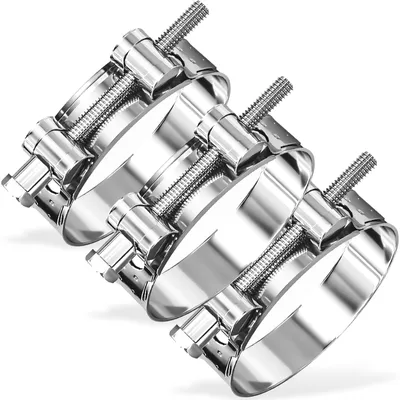 Image de Lot de 3 pinces de serrage en acier inoxydable pour tubes de 86 à 91 mm