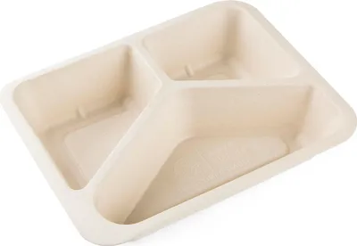 Productafbeelding van Suikerriet-afsluitcontainers, bestaande uit 3 delen, afmetingen 22,8 x 17,9 x 5 cm, 50 stuks.