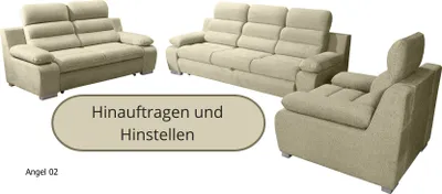 Produktbild von Polstergarnitur DENVER 3+2+1, Schlaffunktion und verstellbare Kopfstützen, Beige