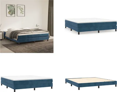 Produktbild von vidaXL Boxspringbett Dunkelblau 180x200 cm Samt - Boxspringbett - Boxspringbetten - Bett - Schlafzimmermöbel
