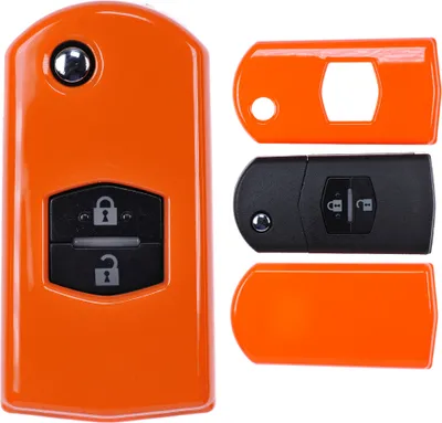 Produktbild von Auto Schlüssel Kunststoff Hülle ABS Plastik Schutz Cover Orange kompatibel mit Mazda Klappschlüssel