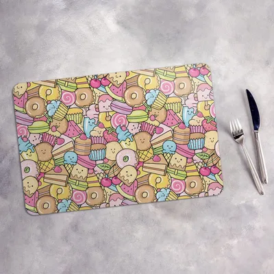 Produktbild von Tischset 4x45x30 cm + 10fi cm Platzset Tischmatte Platzmatte Untersetzer - bunte süße Torte