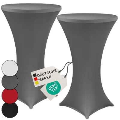 Produktbild von NYVI Stehtischhusse NYVIGala Anthrazit Ø 80-85 cm - 2er Set - Elastische Premium Stretchhussen für gängige Bistrotische & Stehtische - Dehnbarer Tischüberzug