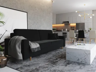 Produktbild von Sofa 3-Sitzer BELLA mit Schlaffunktion Schwarz