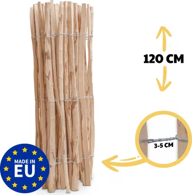 Produktbild von Staketenzaun Haselnuss Höhe 120 cm, Länge 5 Meter, Lattenabstand 3-5 cm