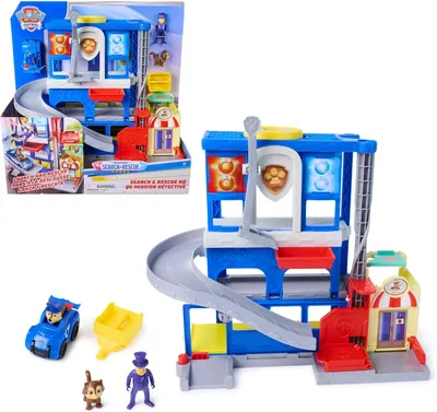Productafbeelding van PAW Patrol - Pup Squad Search & Rescue Politiebureau - Speelset met Racer Chase Humdinger & Kattenvriendje - Speelsets