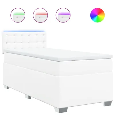 Immagine prodotto di vidaXL Letto a molle con materasso bianco 90x190 cm in Pelle finta
